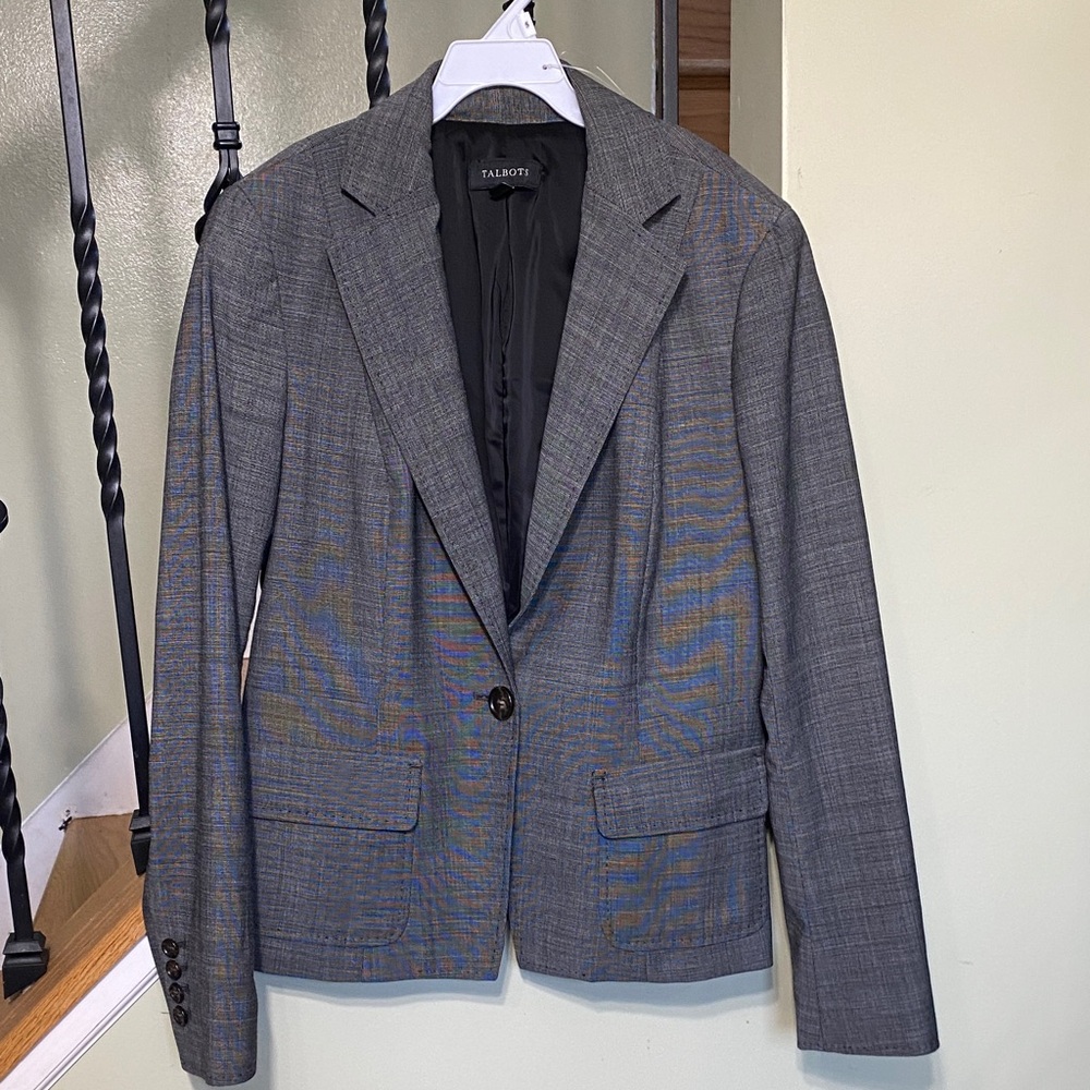 Talbots Charcoal Checkered Blazer women
